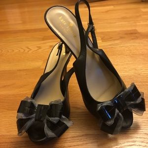 Kate Spade black slingbacks with bow 7-1/2